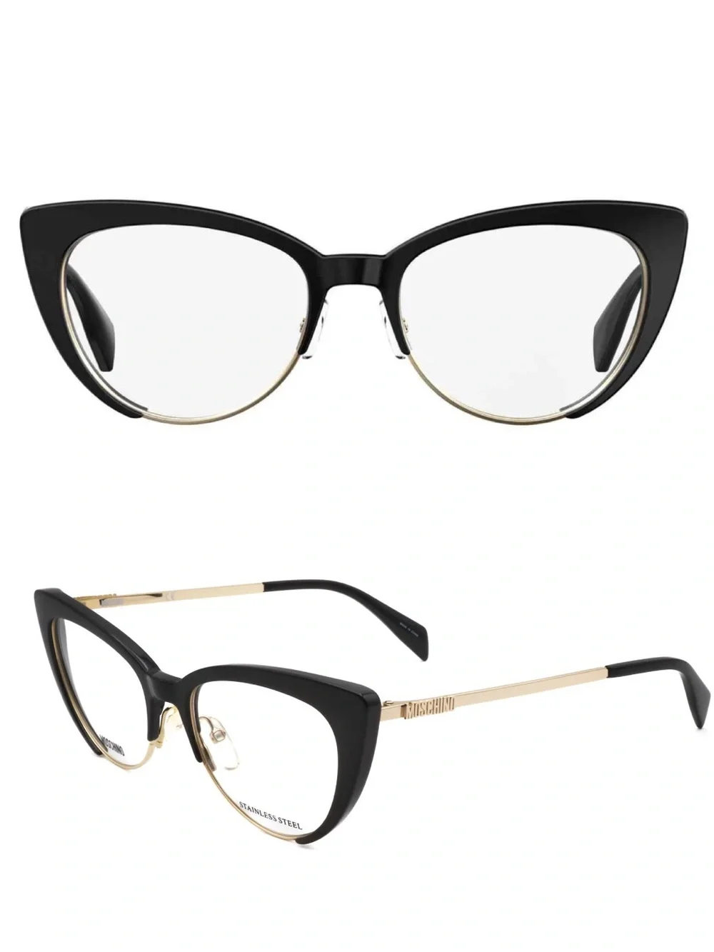 Moschino MOS521 Cat-Eye Eyeglasses - Black/Gold (807)